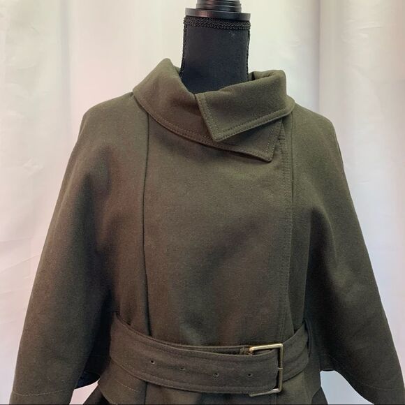 Andrew Marc Aerial Wool Capelet Jacket Green size 12 - Picture 6 of 13
